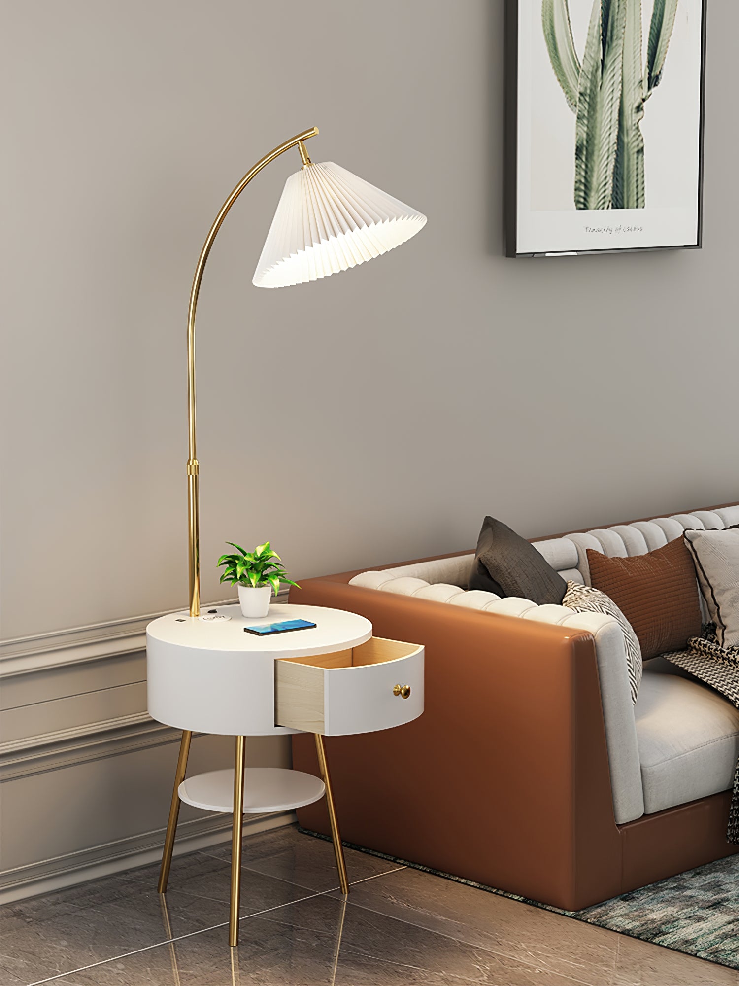 Arcora Pleated Arc Floor Light-Neutral Decor