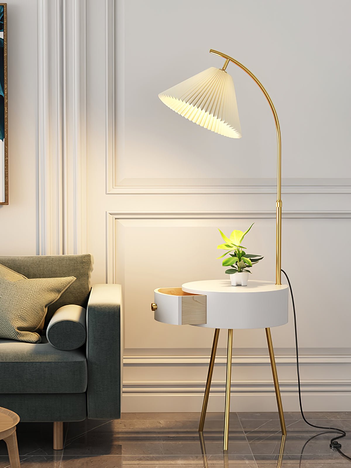 Arcora Pleated Arc Floor Light-Neutral Decor