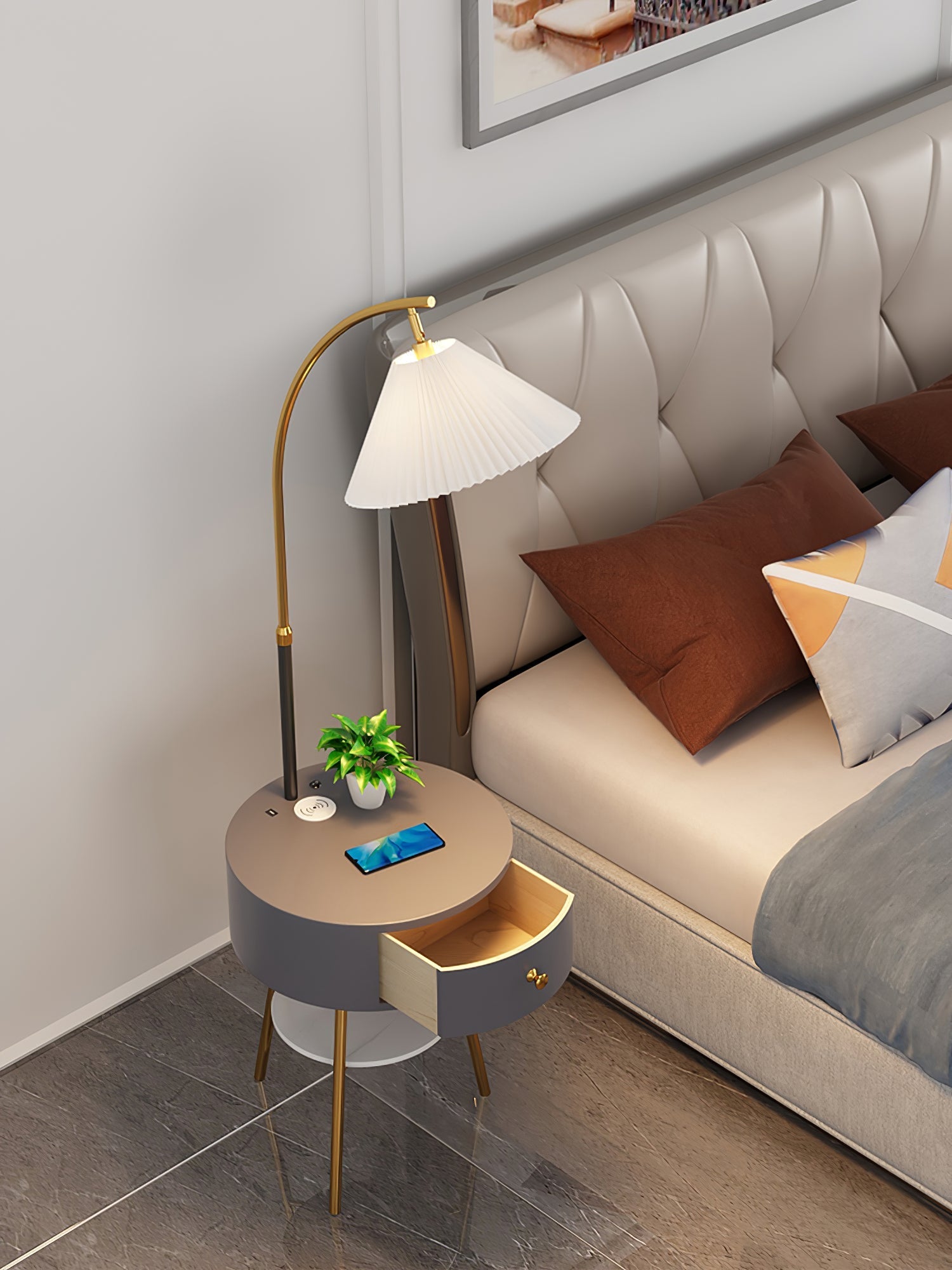Arcora Pleated Arc Floor Light-Neutral Decor