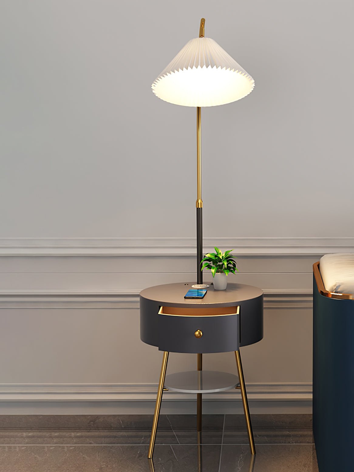 Arcora Pleated Arc Floor Light-Neutral Decor