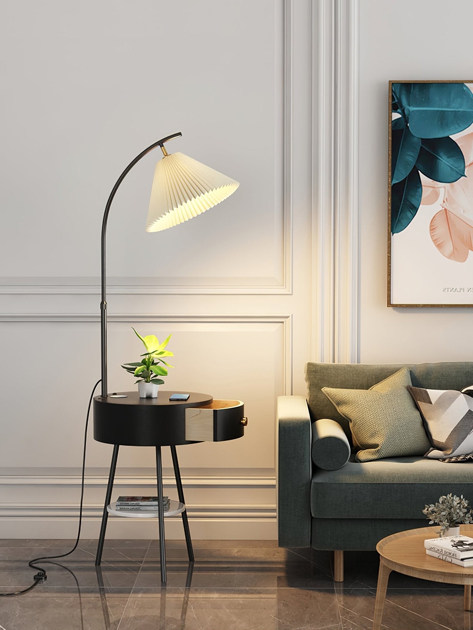 Arcora Pleated Arc Floor Light-Neutral Decor