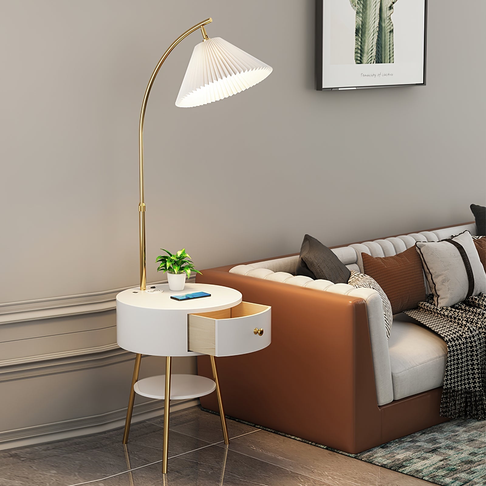 Arcora Pleated Arc Floor Light-Neutral Decor