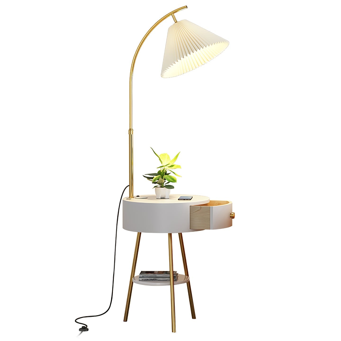 Arcora Pleated Arc Floor Light-Neutral Decor
