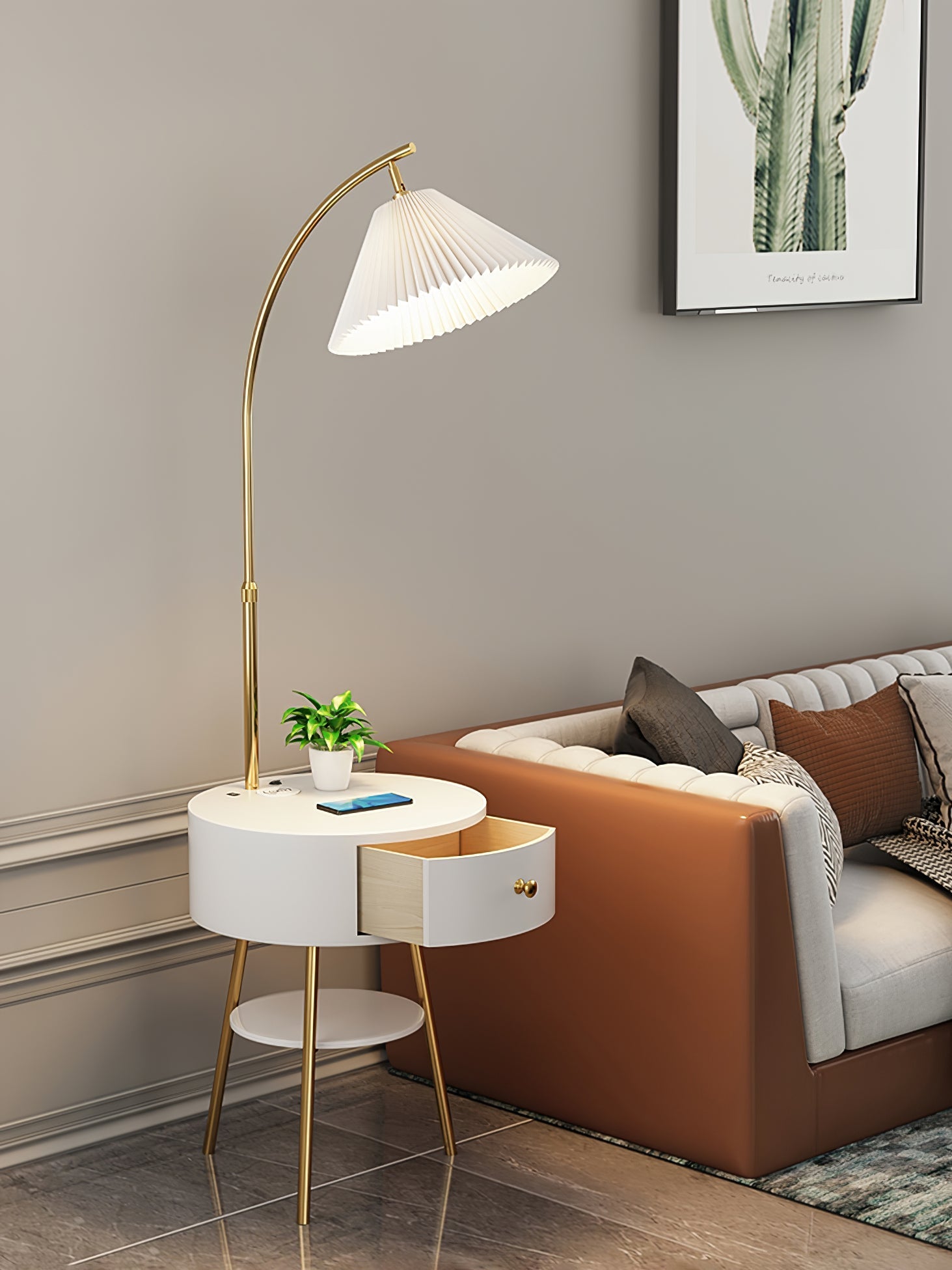 Arcora Pleated Arc Floor Light-Neutral Decor