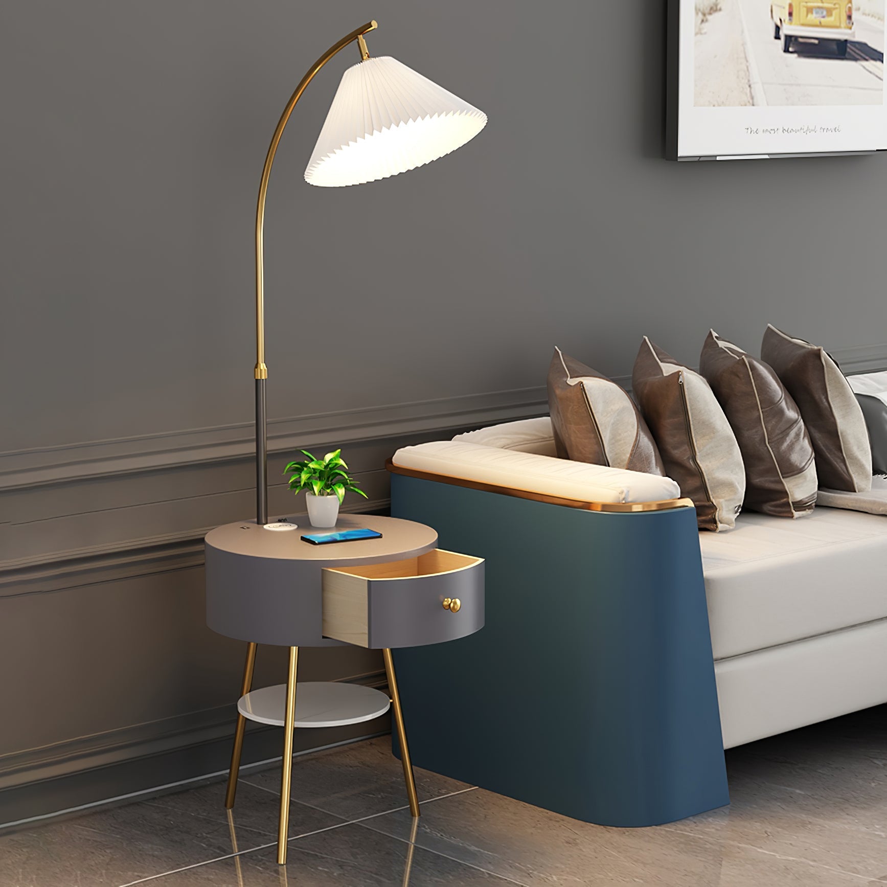 Arcora Pleated Arc Floor Light-Neutral Decor