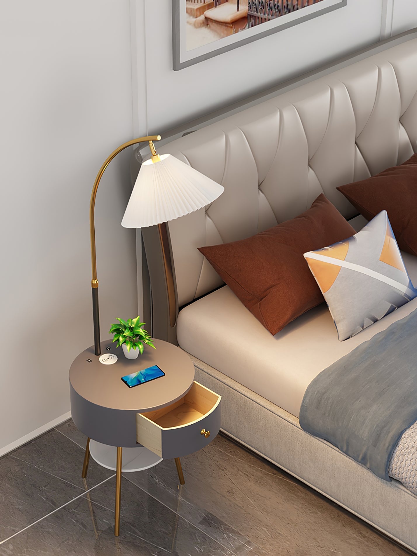 Arcora Pleated Arc Floor Light-Neutral Decor