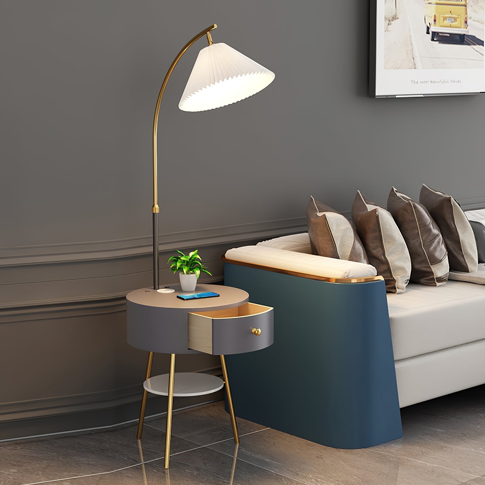 Arcora Pleated Arc Floor Light-Neutral Decor