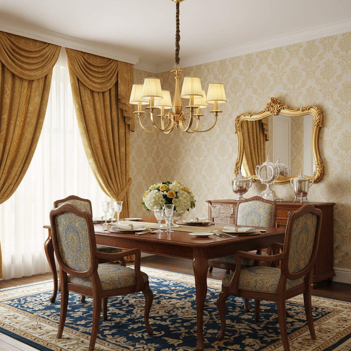 Pleated Brass Chandelier