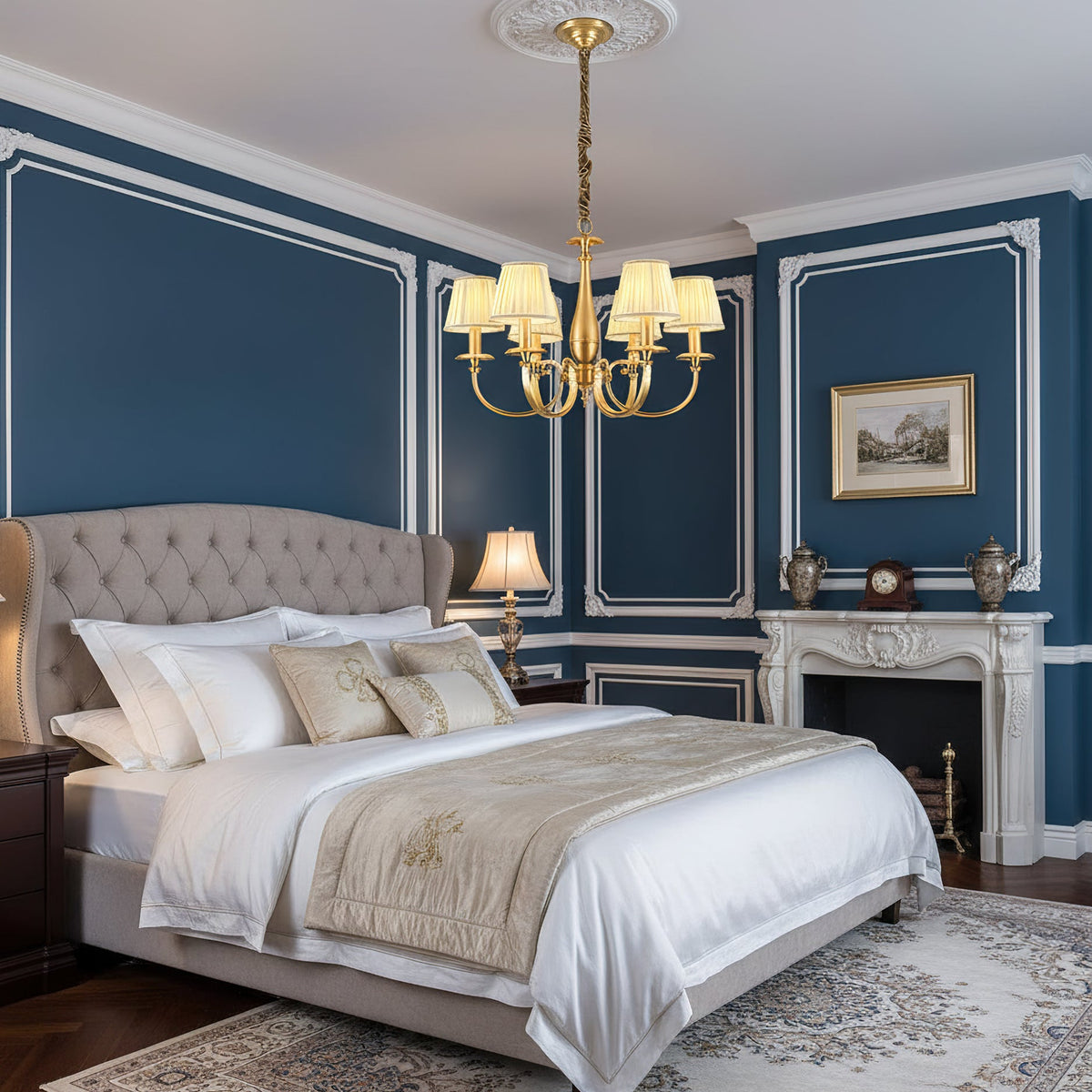 Pleated Brass Chandelier