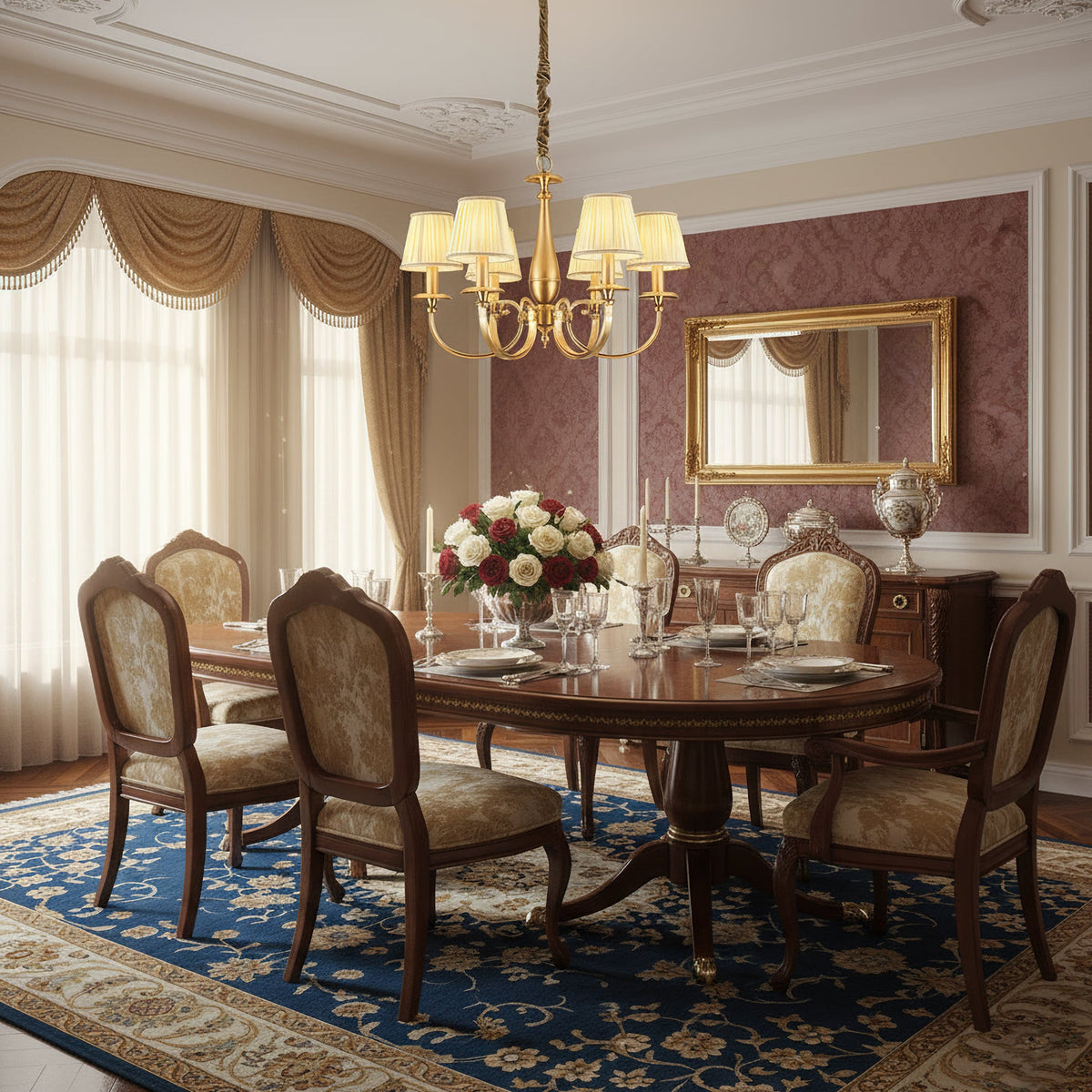 Pleated Brass Chandelier