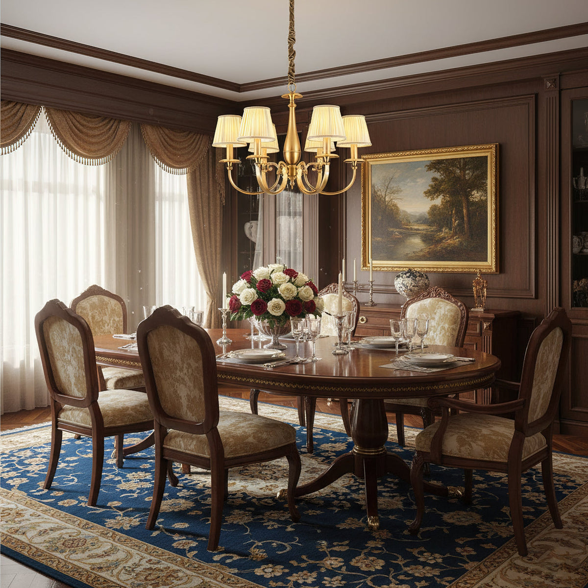 Pleated Brass Chandelier