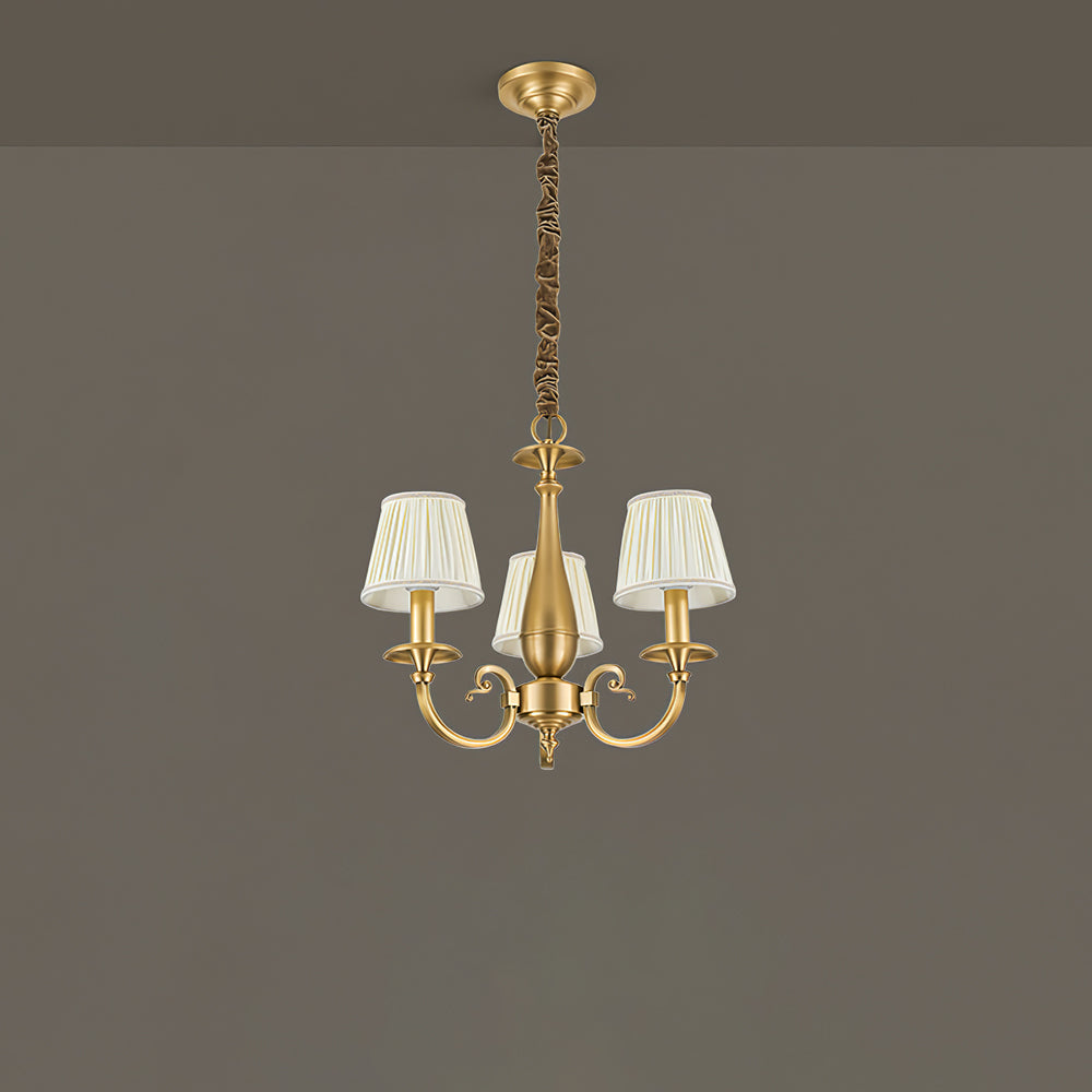 Pleated Brass Chandelier