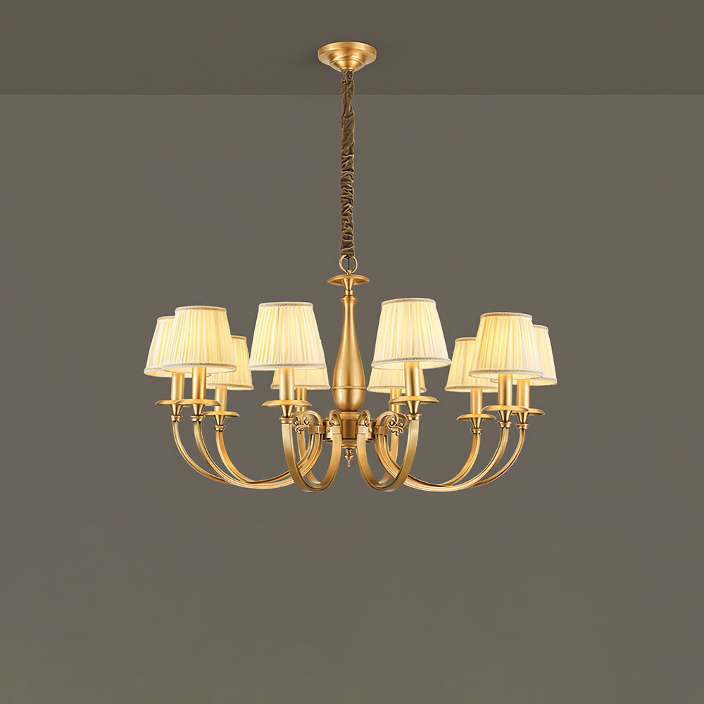 Pleated Brass Chandelier