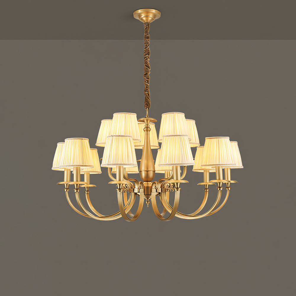 Pleated Brass Chandelier