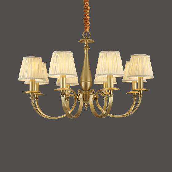 Pleated Brass Chandelier