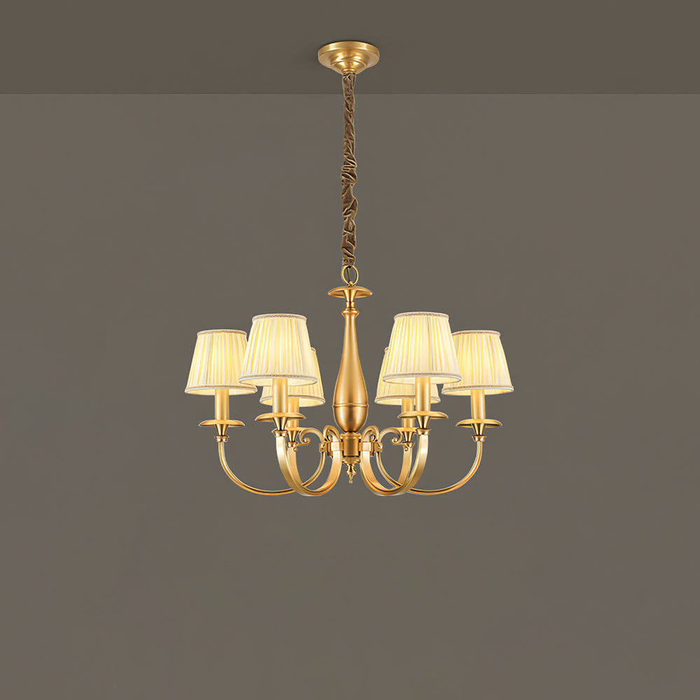 Pleated Brass Chandelier