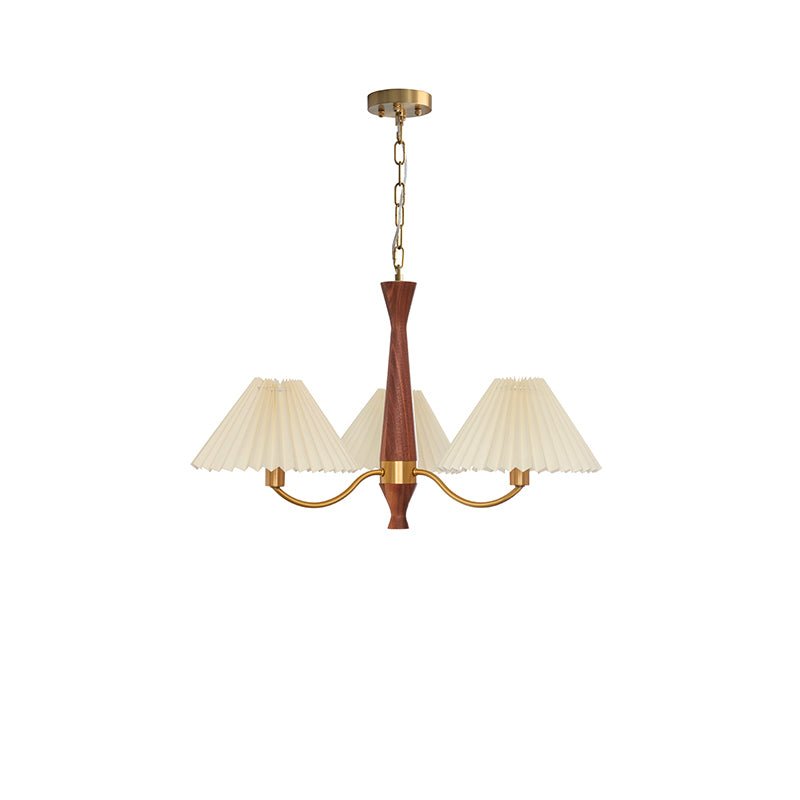Wynor Chandelier Pleated with White Lampshades Mid-Century-Neutral Decor