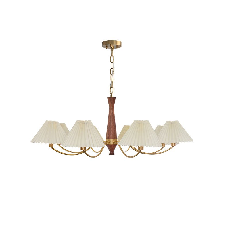 Wynor Chandelier Pleated with White Lampshades Mid-Century-Neutral Decor