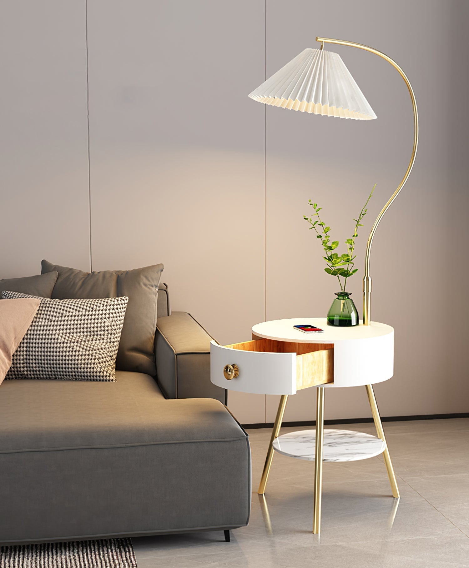 Yase Wood Marble Floor Light-Neutral Decor