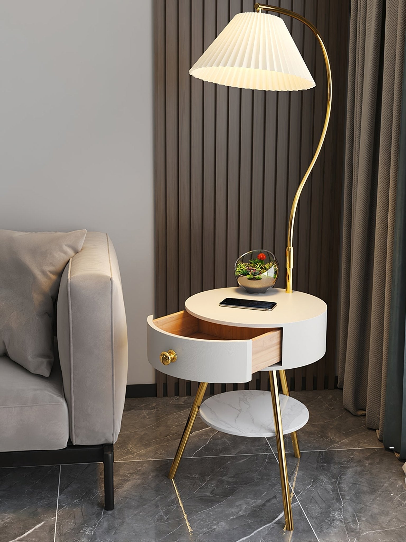 Yase Wood Marble Floor Light-Neutral Decor