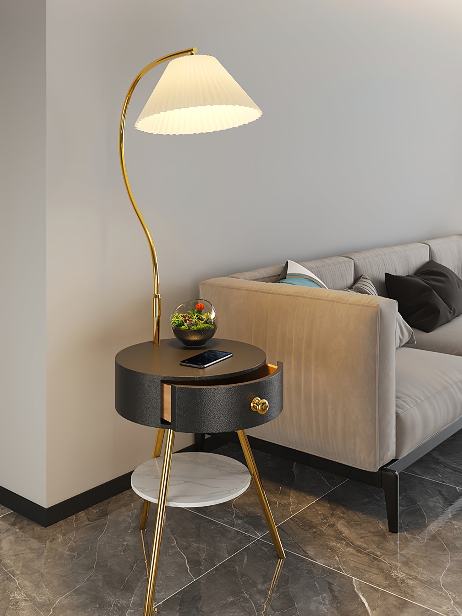 Yase Wood Marble Floor Light-Neutral Decor