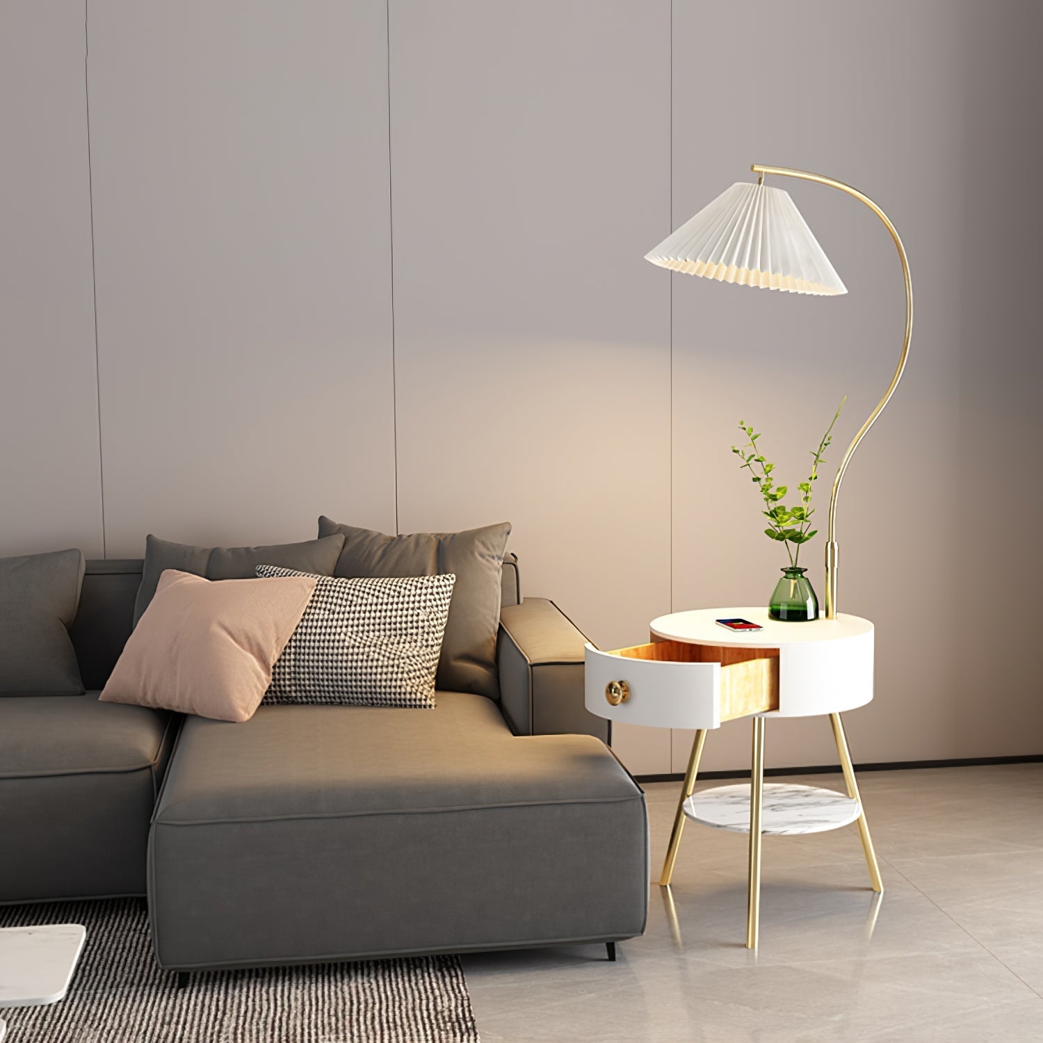 Yase Wood Marble Floor Light-Neutral Decor