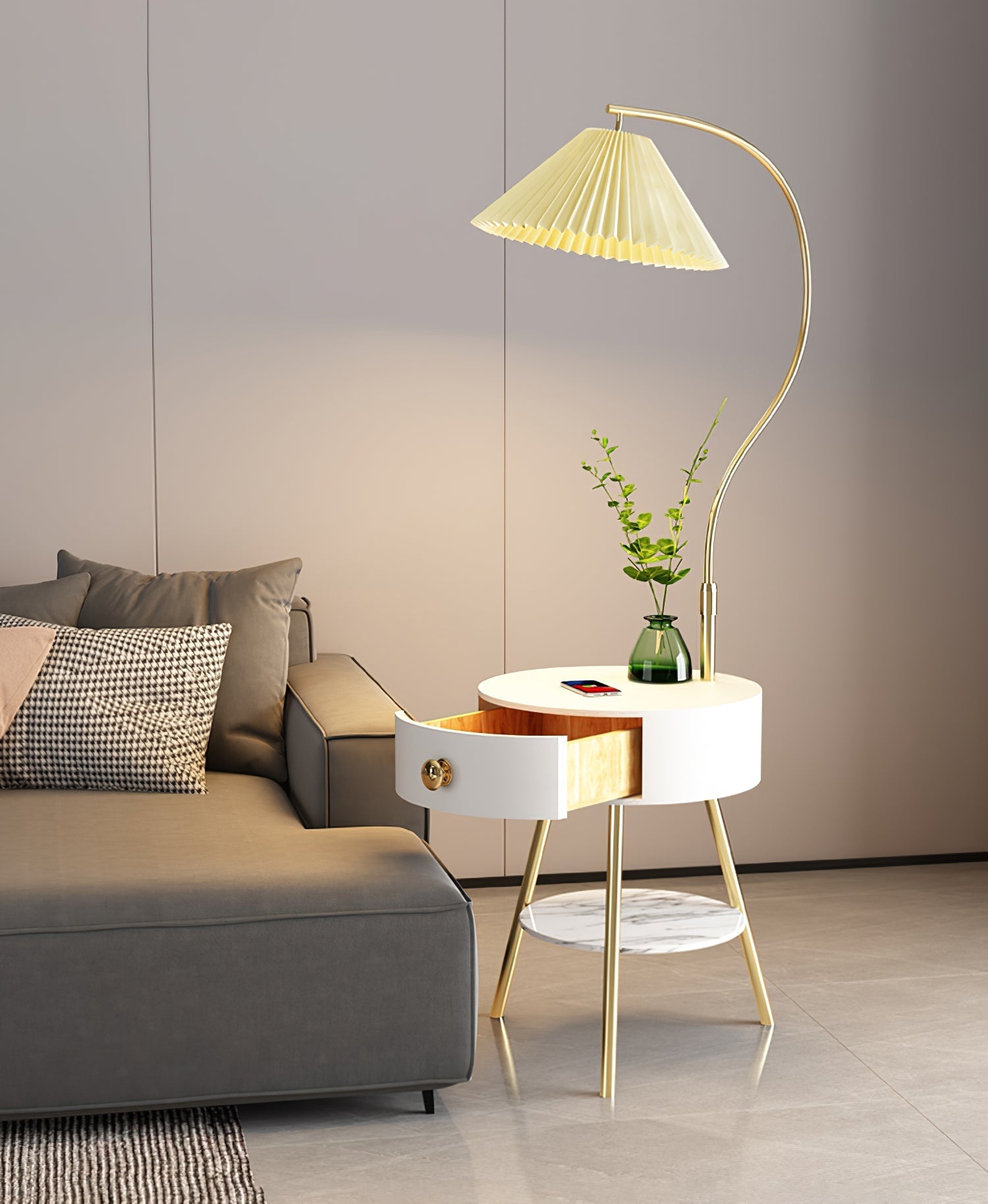 Yase Wood Marble Floor Light-Neutral Decor