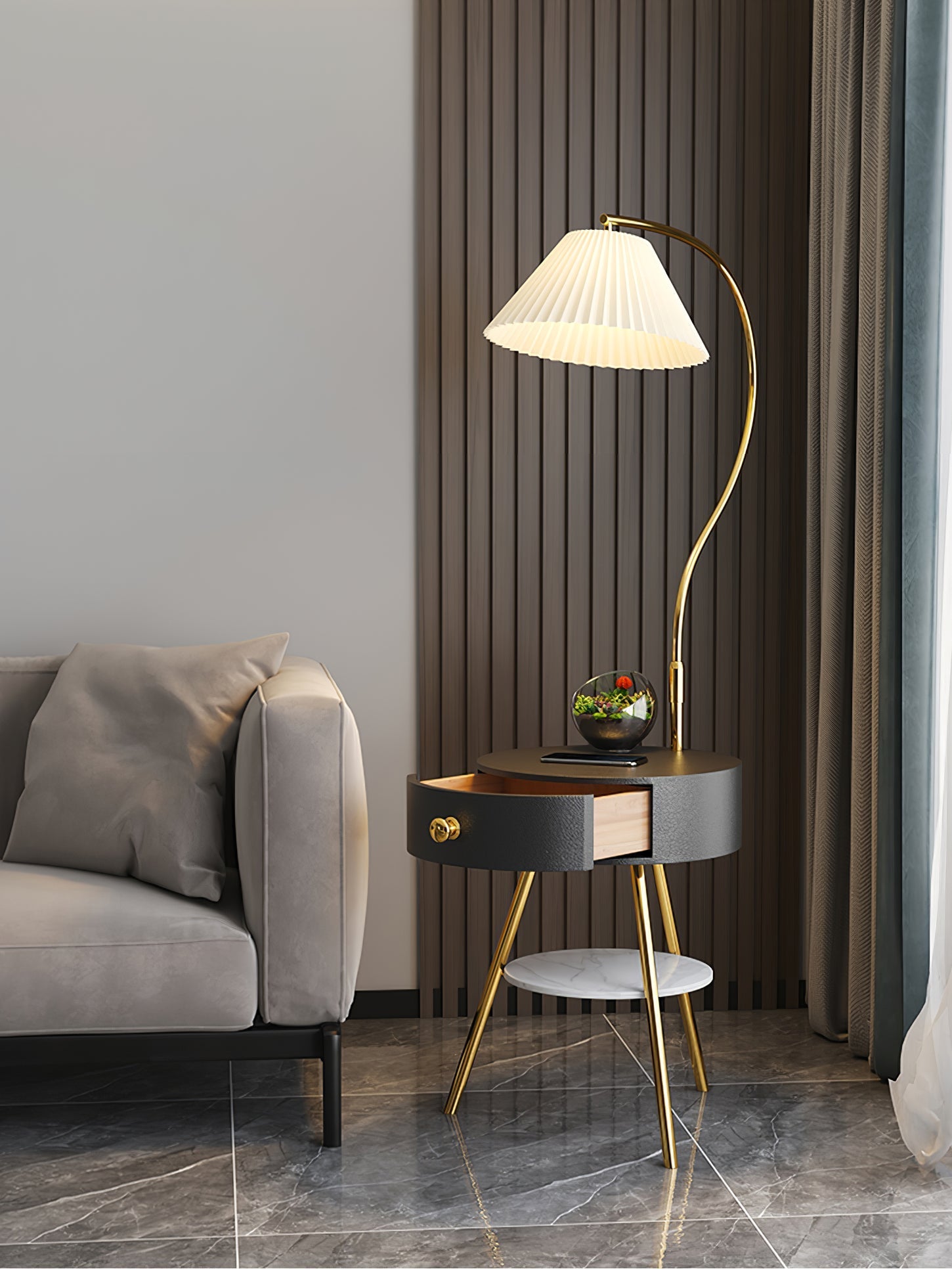 Yase Wood Marble Floor Light-Neutral Decor