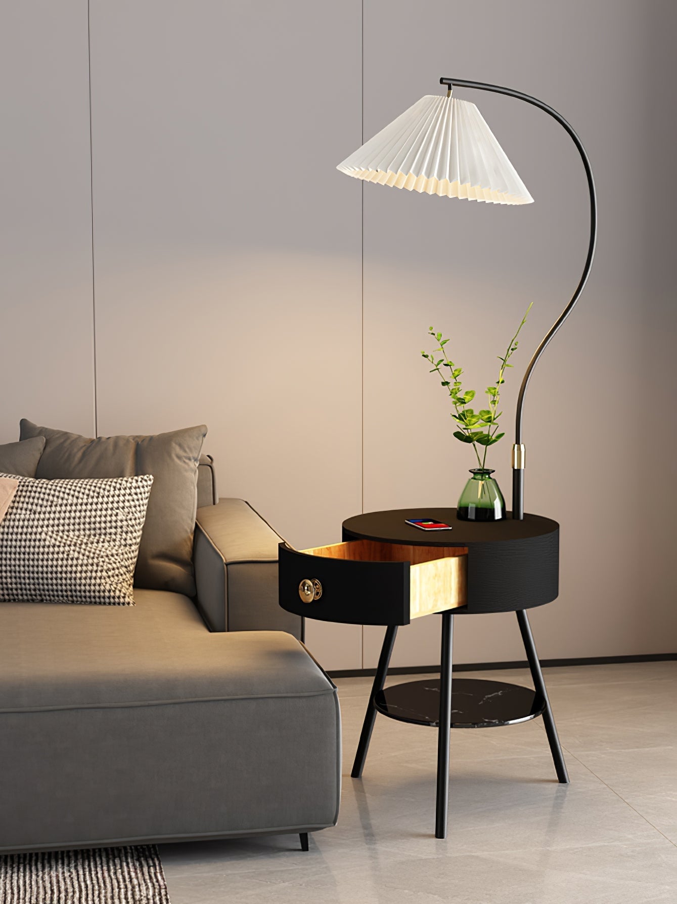 Yase Wood Marble Floor Light-Neutral Decor