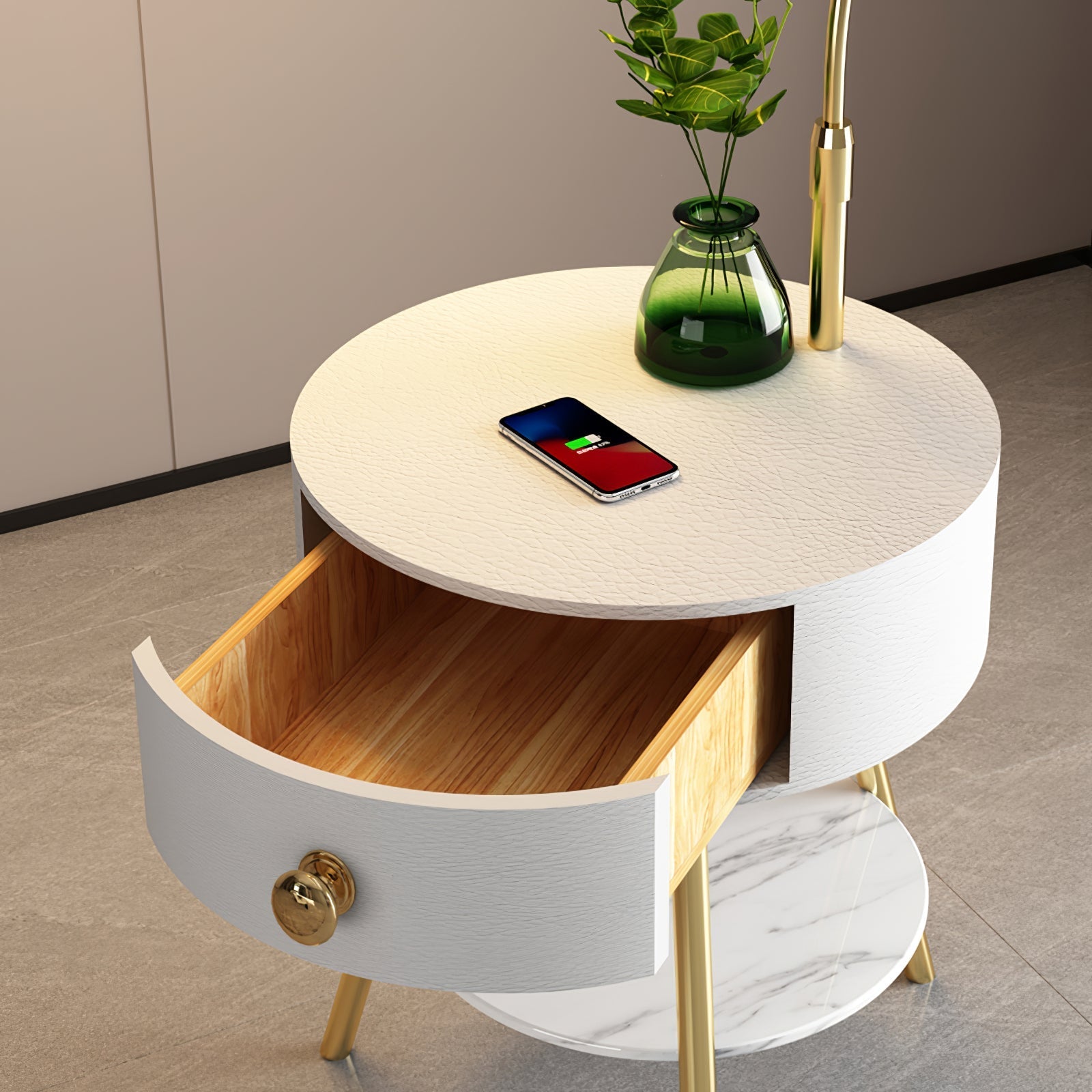 Yase Wood Marble Floor Light-Neutral Decor