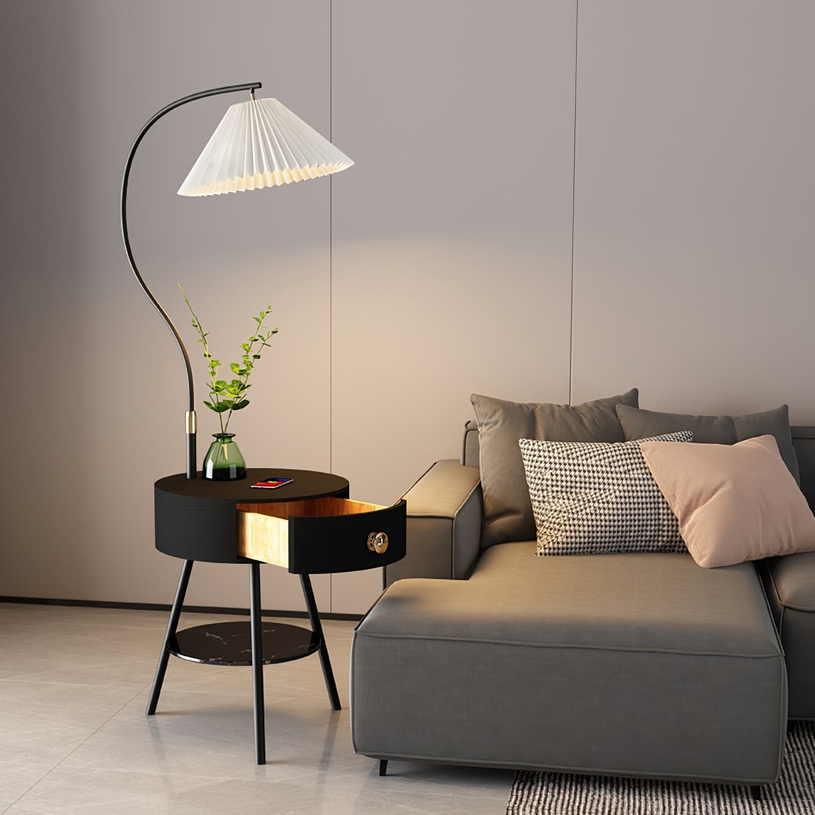 Yase Wood Marble Floor Light-Neutral Decor