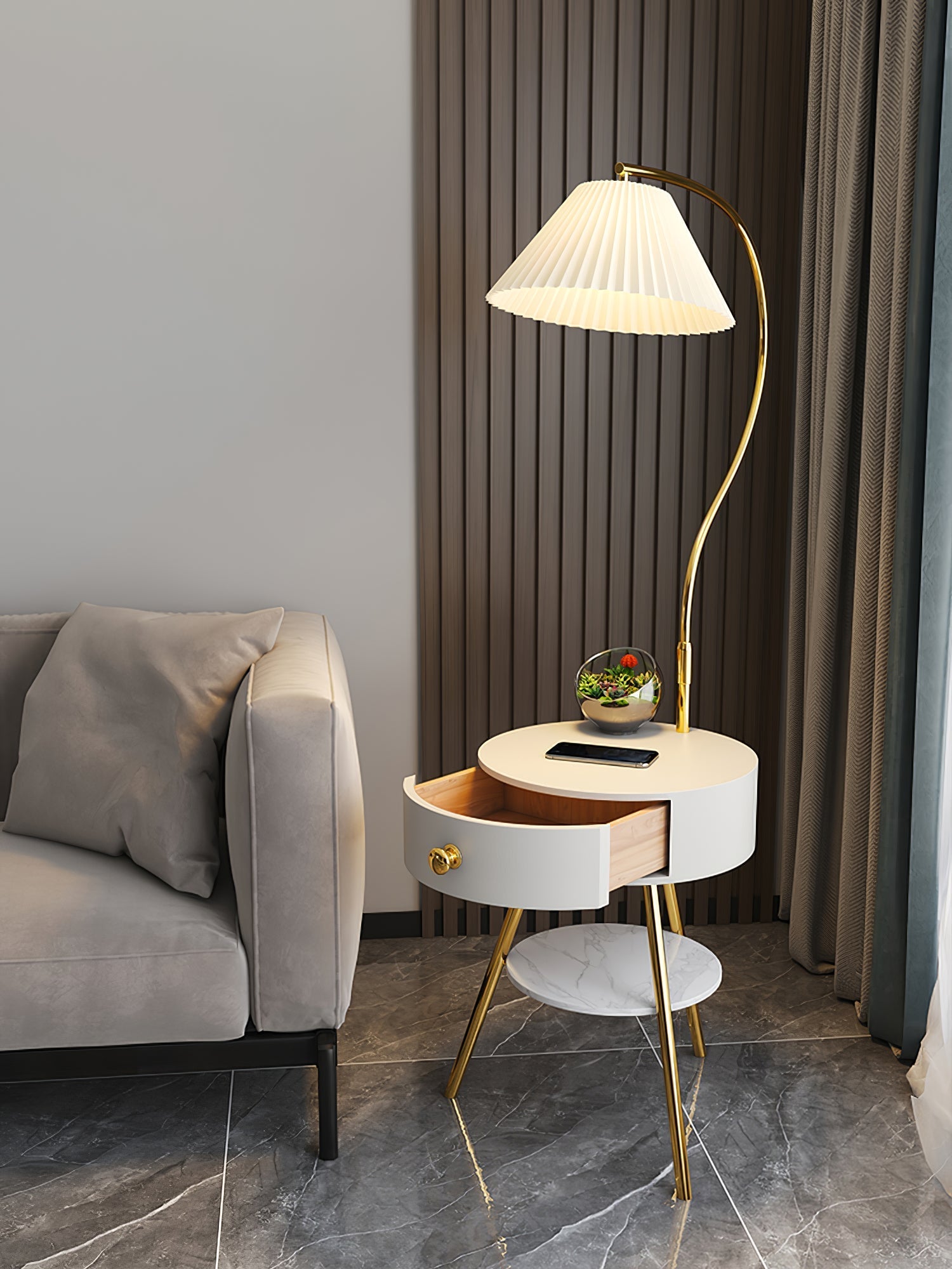 Yase Wood Marble Floor Light-Neutral Decor