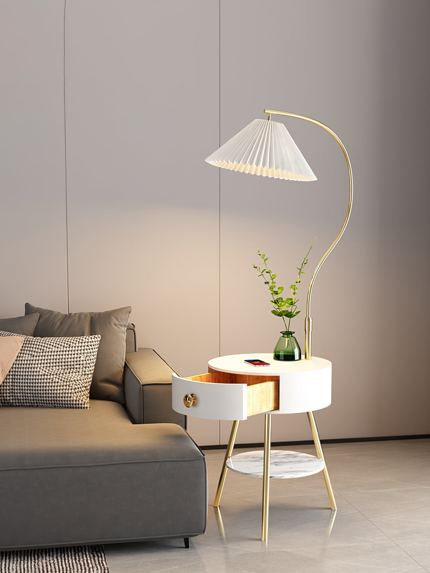 Yase Wood Marble Floor Light-Neutral Decor