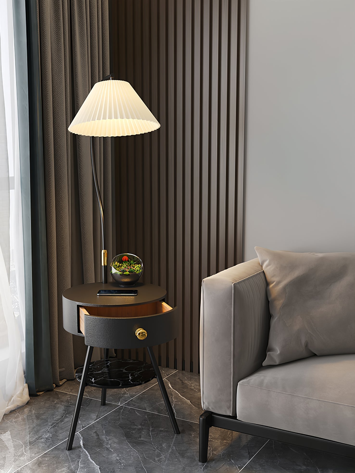 Yase Wood Marble Floor Light-Neutral Decor