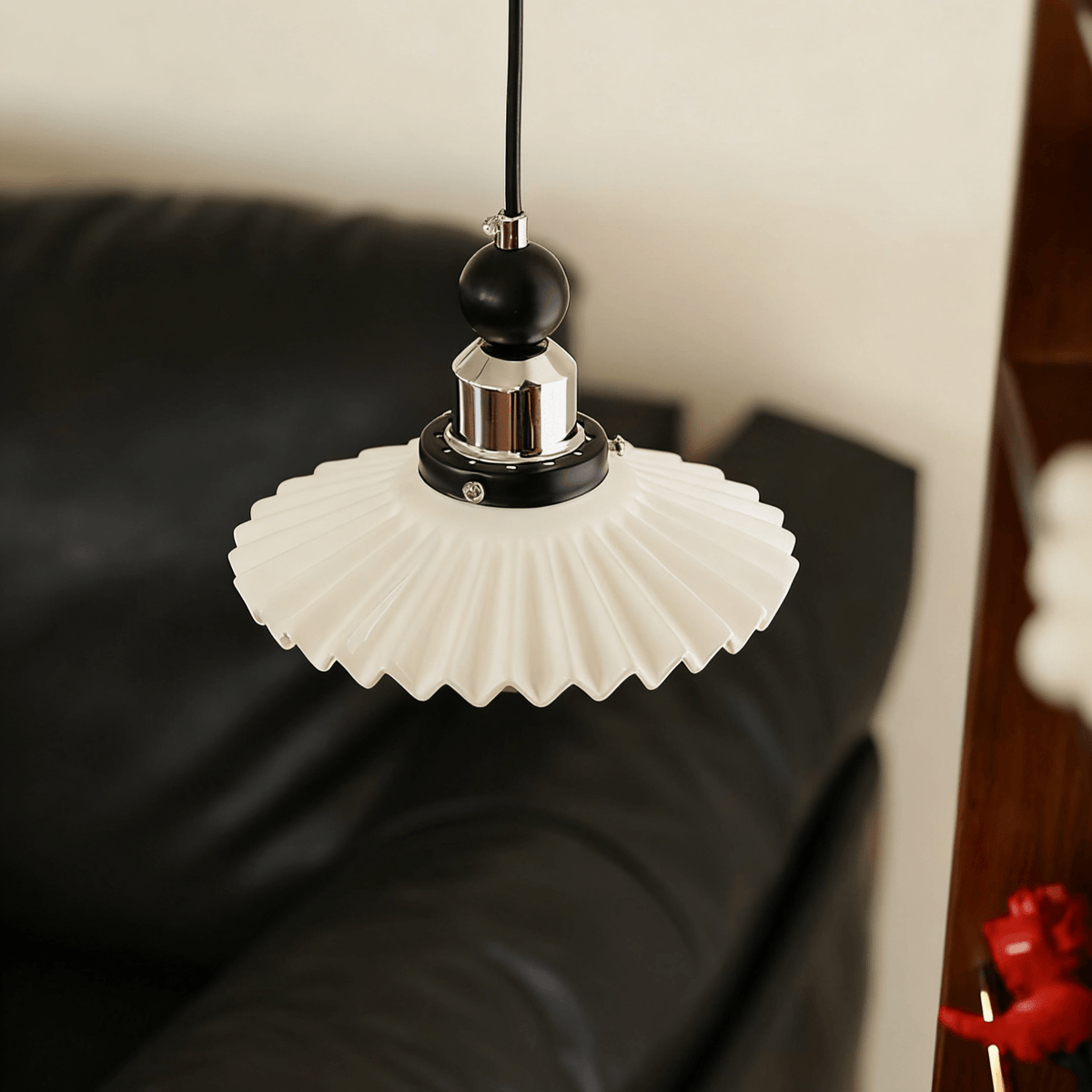 Pleated Petal Pendant Lamp-Neutral Decor