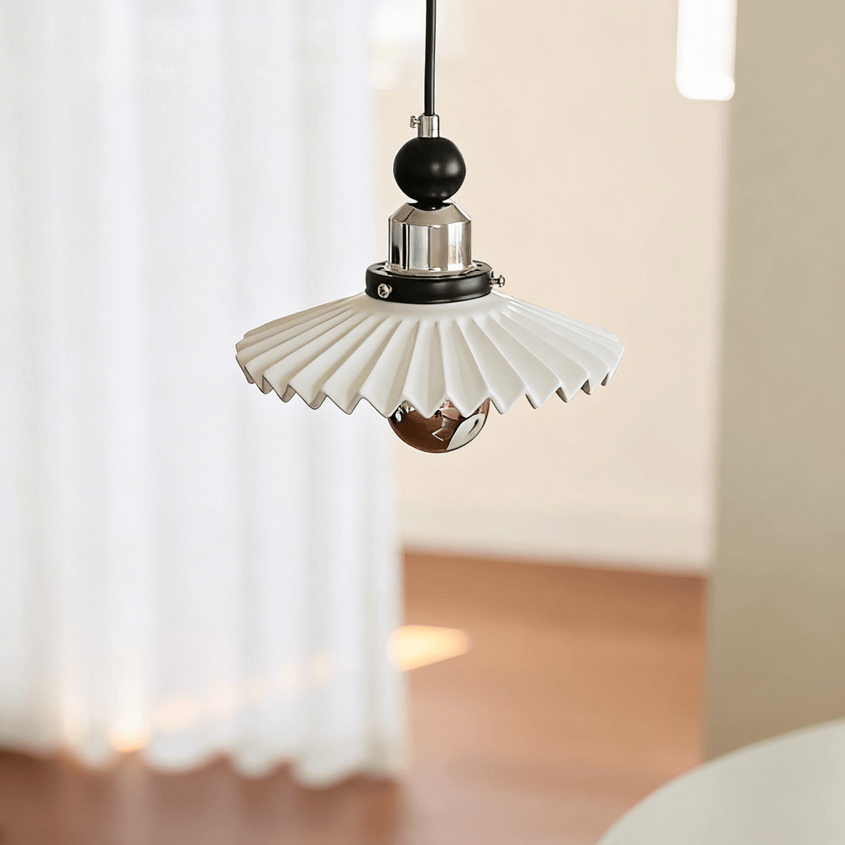Pleated Petal Pendant Lamp-Neutral Decor