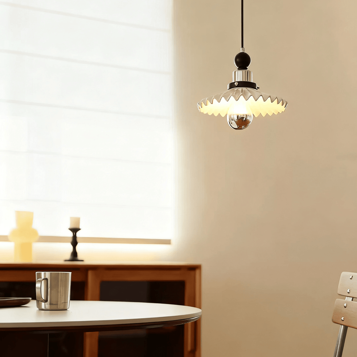 Pleated Petal Pendant Lamp-Neutral Decor