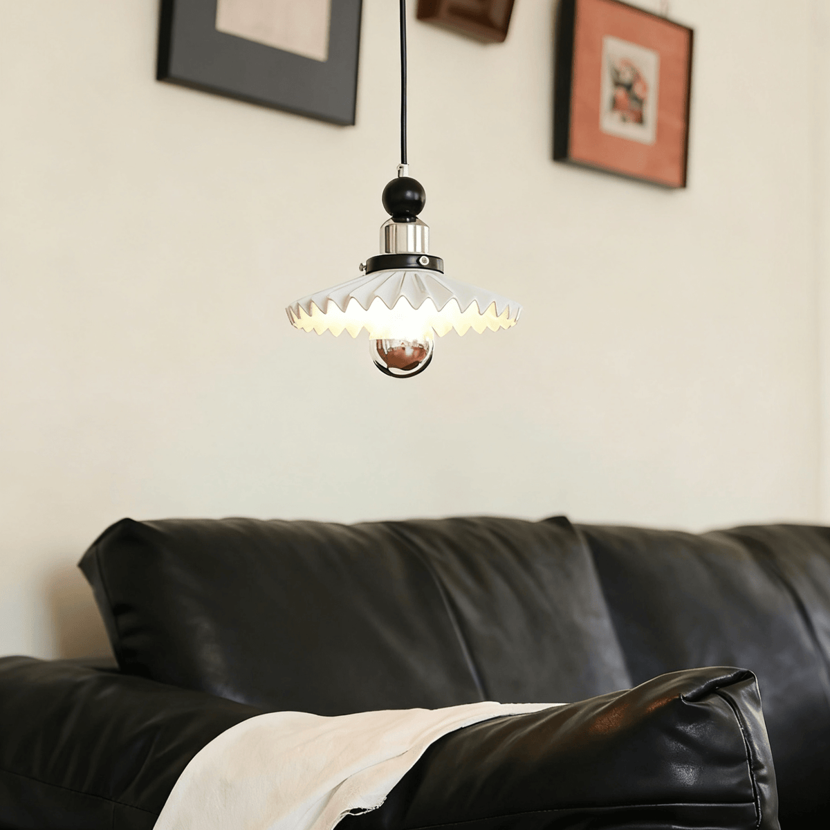 Pleated Petal Pendant Lamp-Neutral Decor