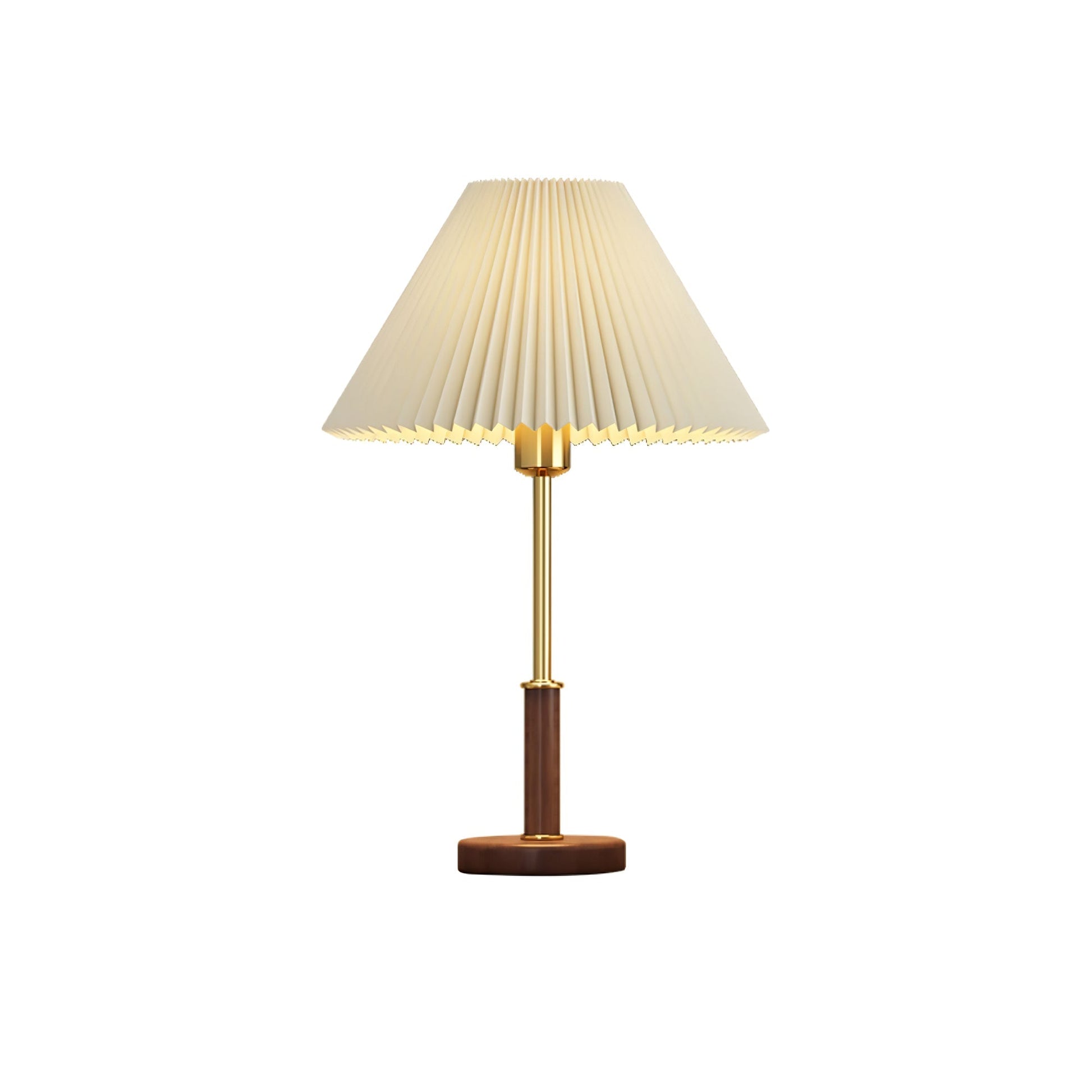 Fiora Pleated Walnut Table Lamp-Neutral Decor