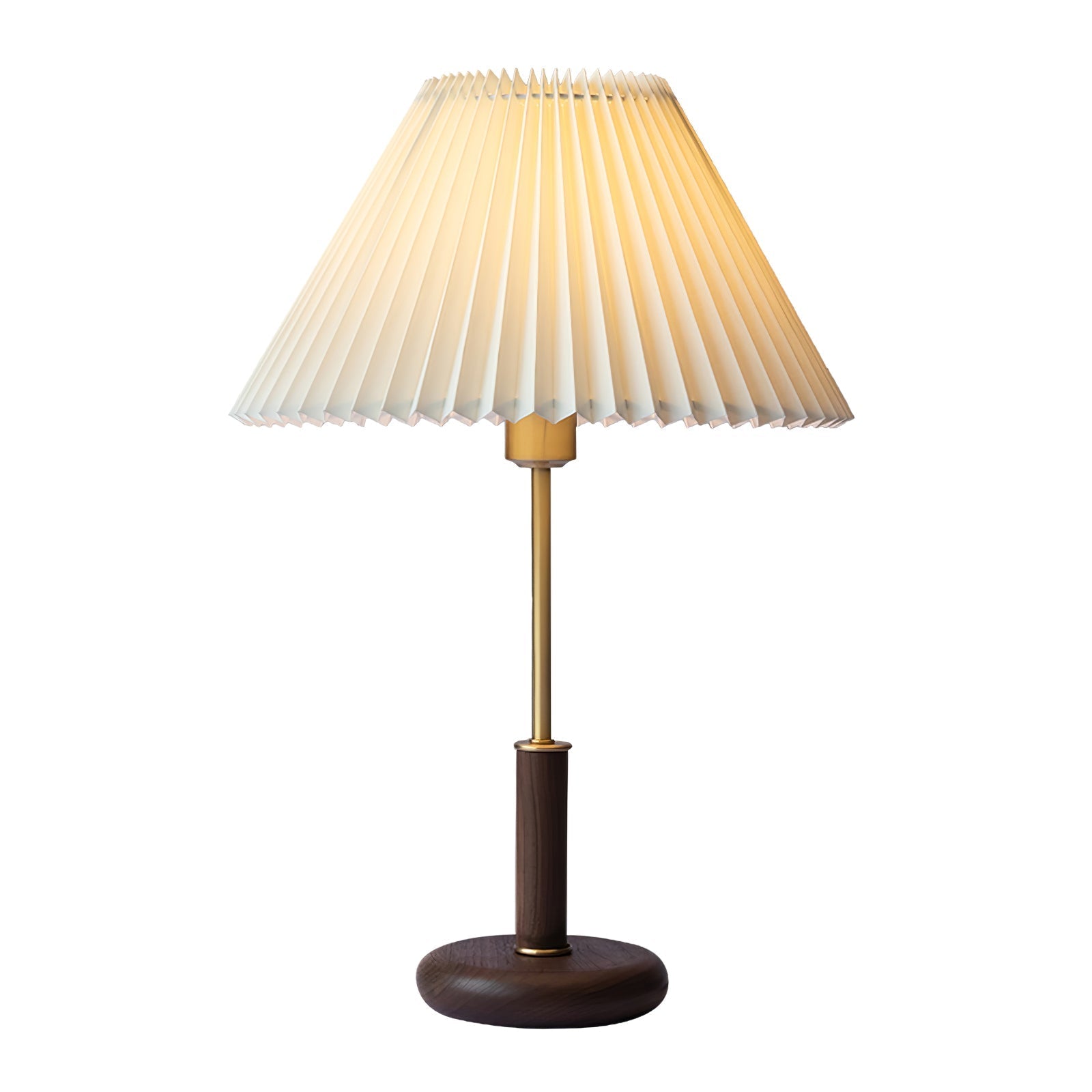 Fiora Pleated Walnut Table Lamp-Neutral Decor