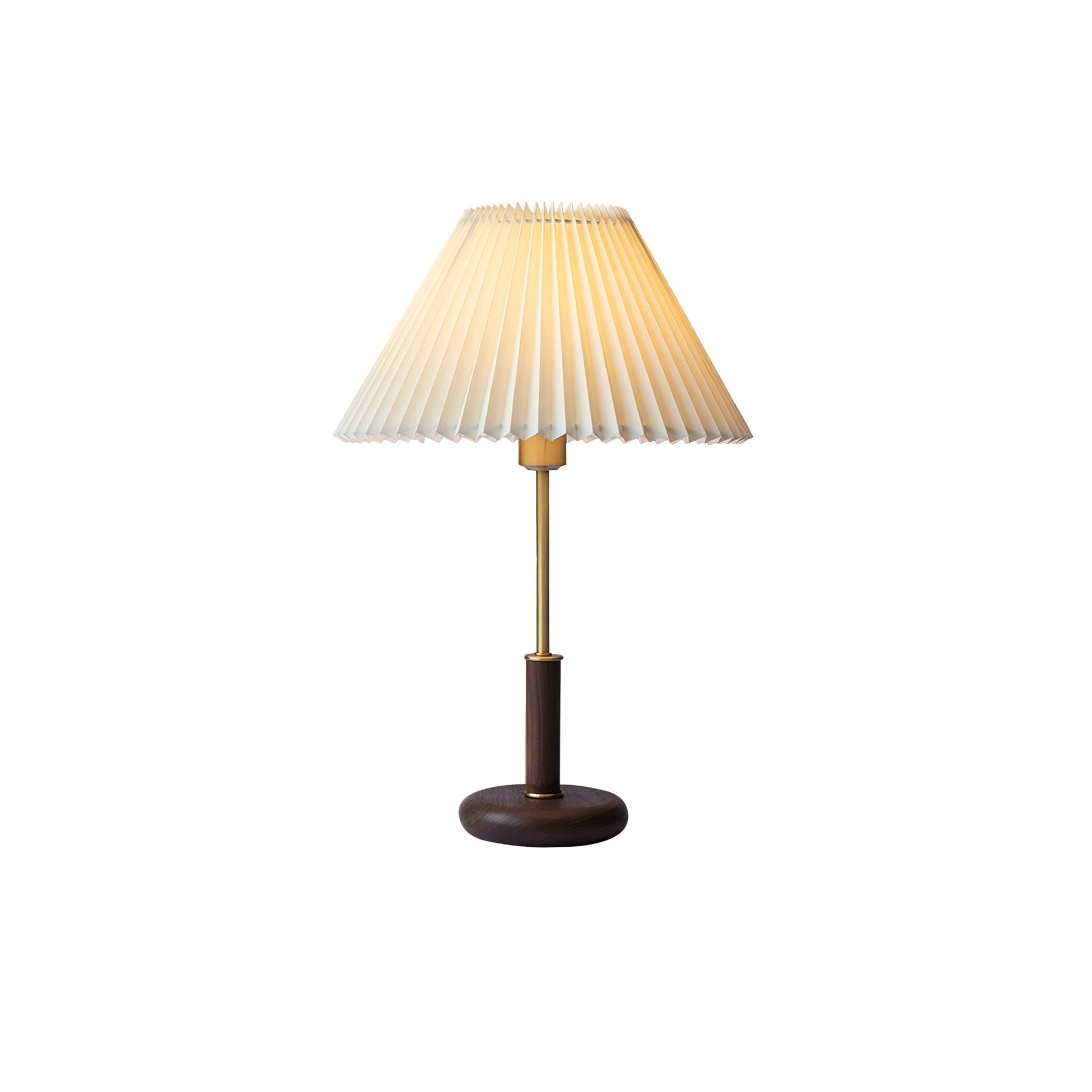Fiora Pleated Walnut Table Lamp-Neutral Decor