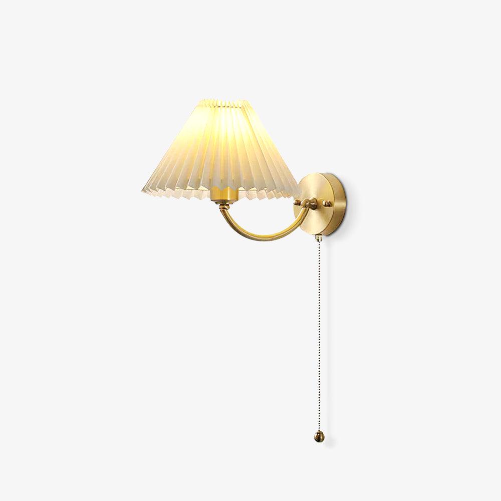 Dovrin Elegance Pleated Brass Fabric Wall Lamp-Neutral Decor