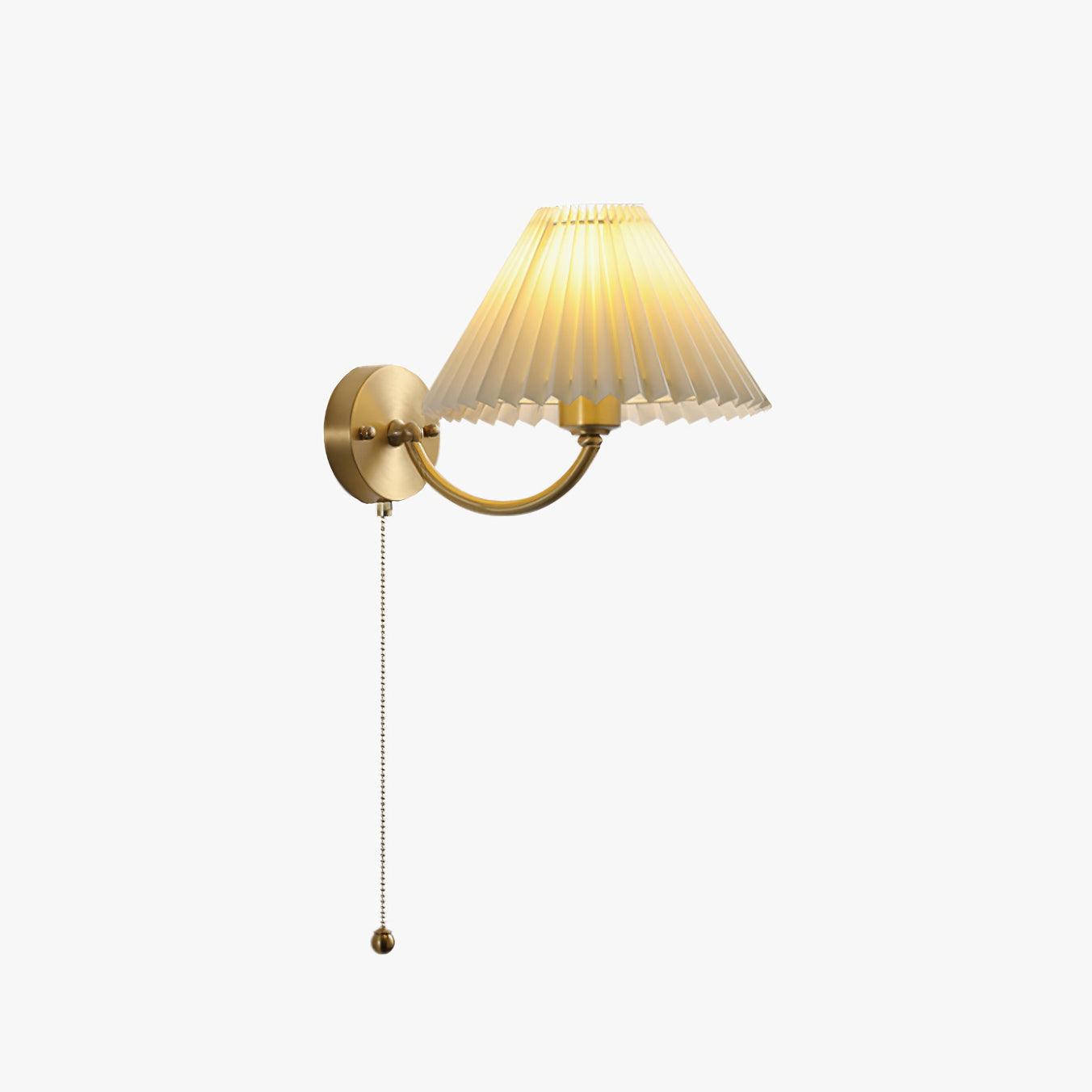 Dovrin Elegance Pleated Brass Fabric Wall Lamp-Neutral Decor