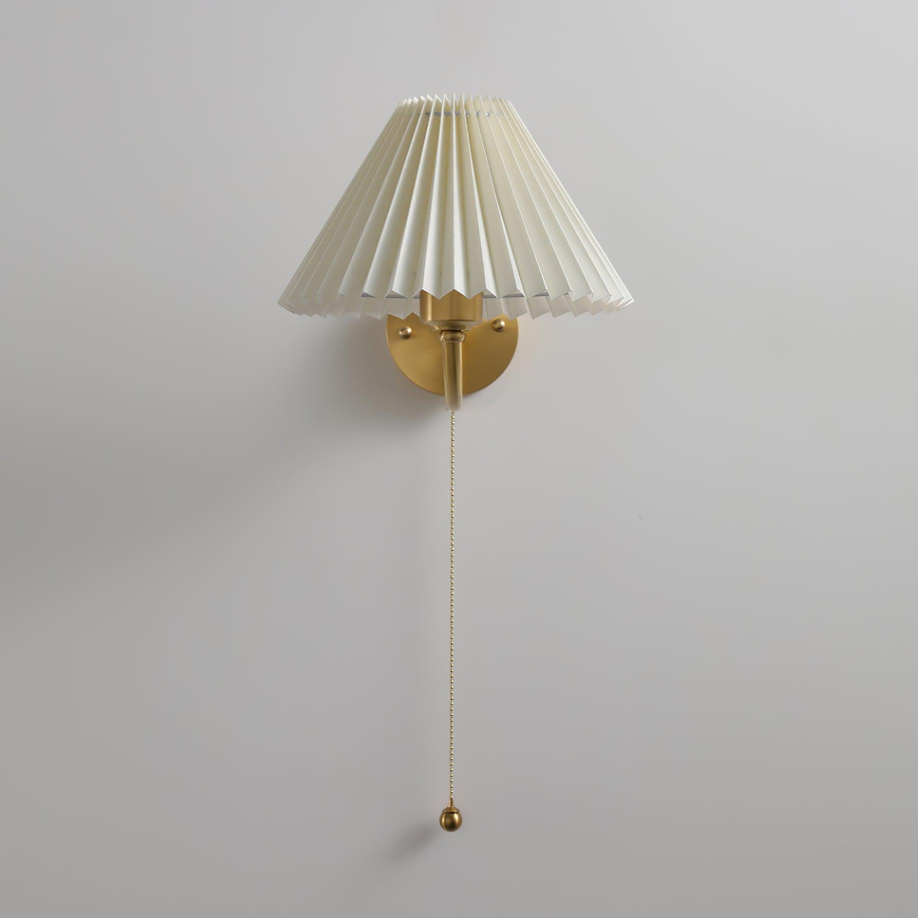 Dovrin Elegance Pleated Brass Fabric Wall Lamp-Neutral Decor