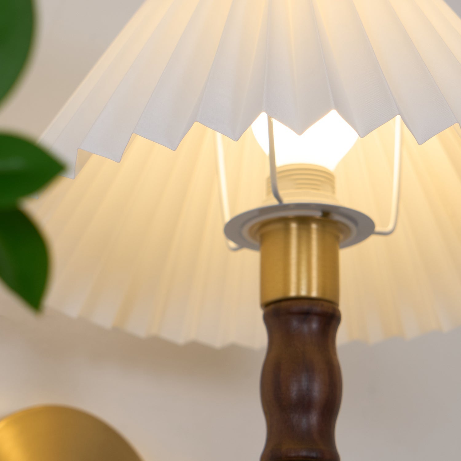 Liroxen Vintage Industrial Pleated Walnut Fabric Wall Light-Neutral Decor
