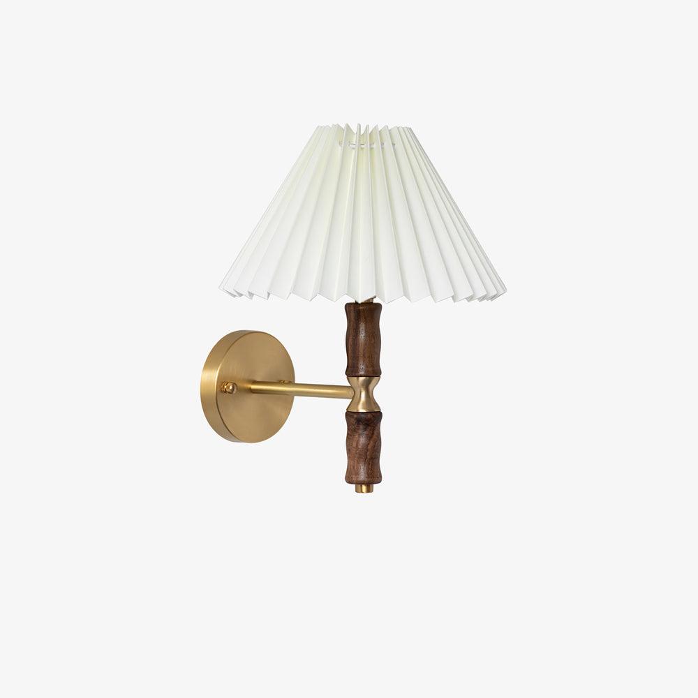 Liroxen Vintage Industrial Pleated Walnut Fabric Wall Light-Neutral Decor