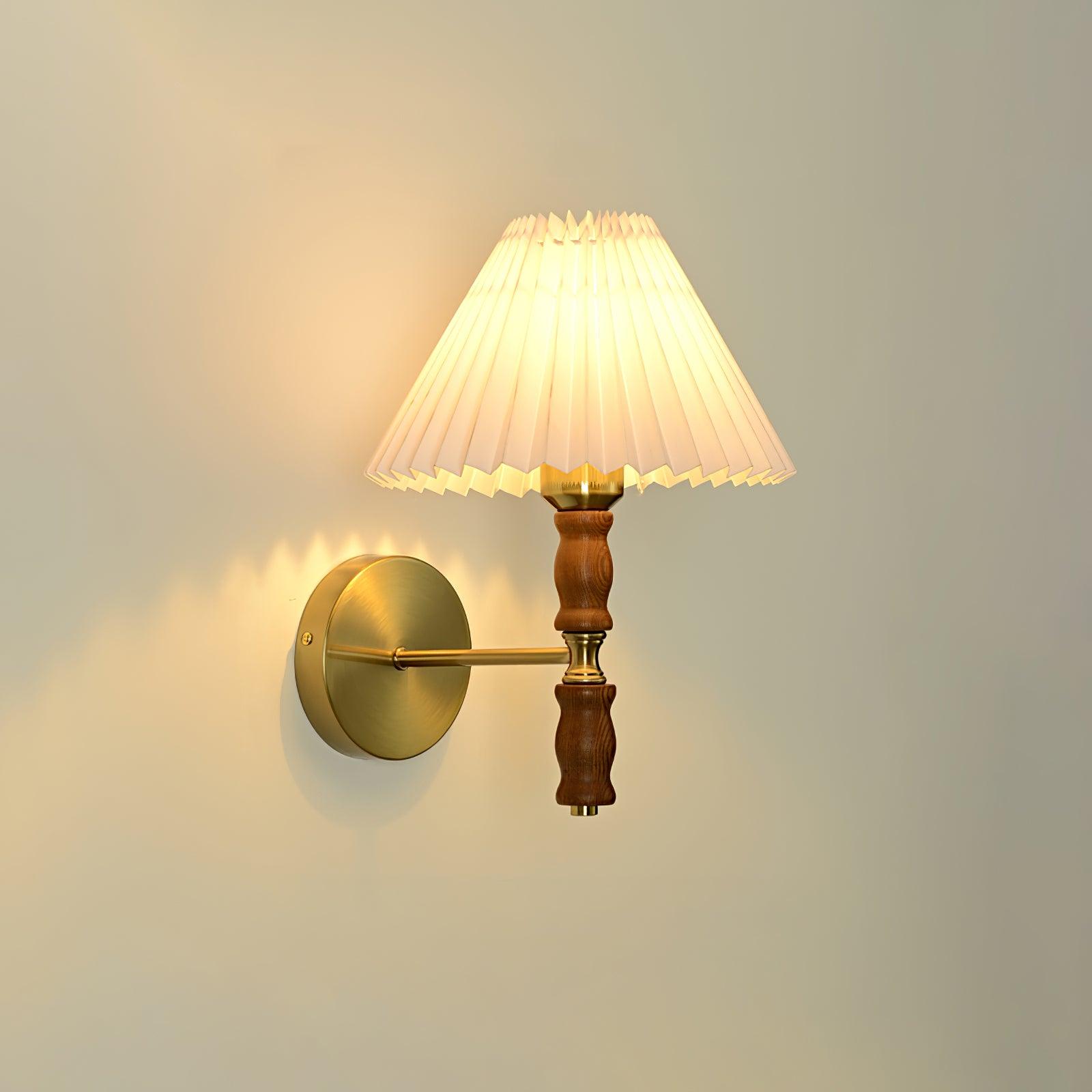 Liroxen Vintage Industrial Pleated Walnut Fabric Wall Light-Neutral Decor