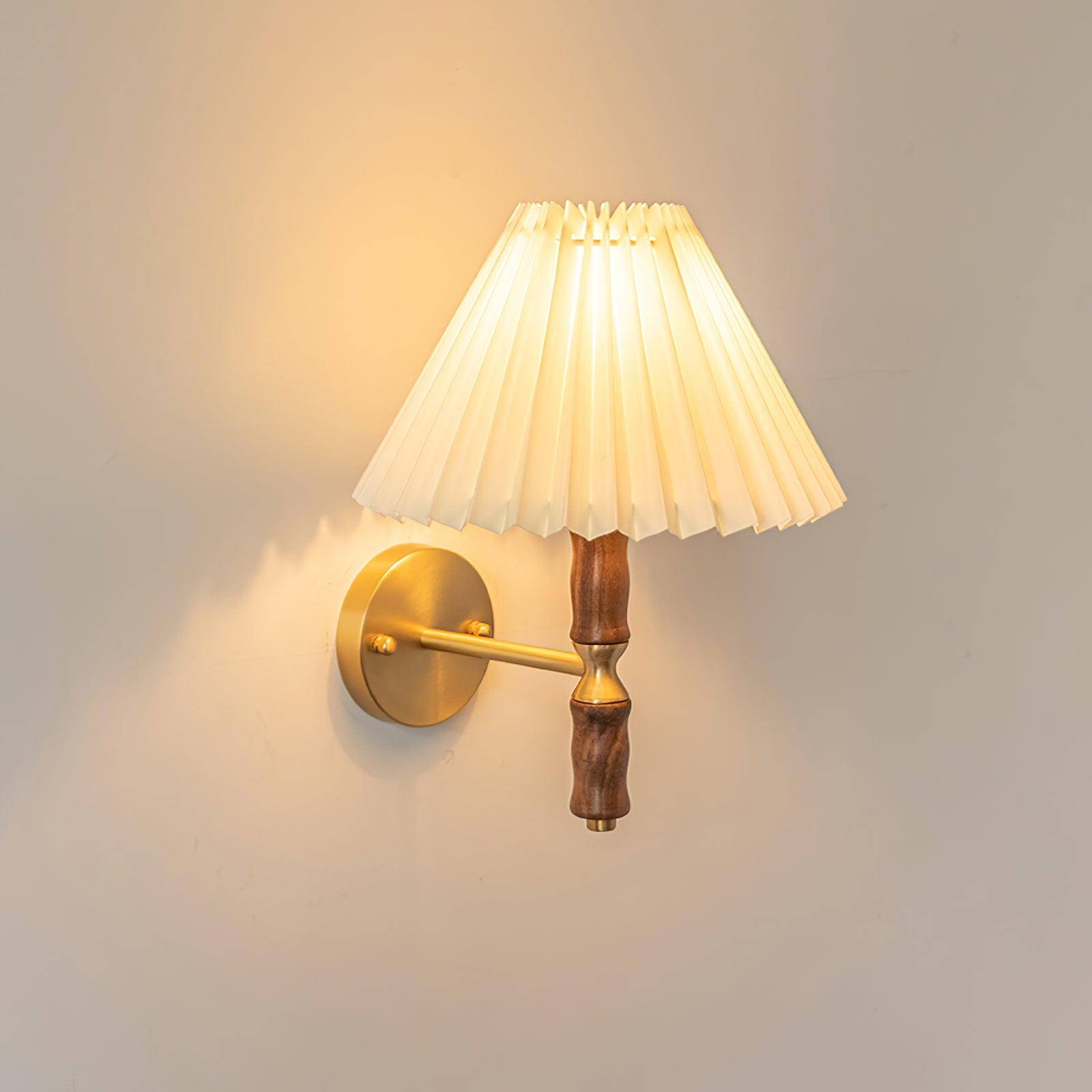 Liroxen Vintage Industrial Pleated Walnut Fabric Wall Light-Neutral Decor