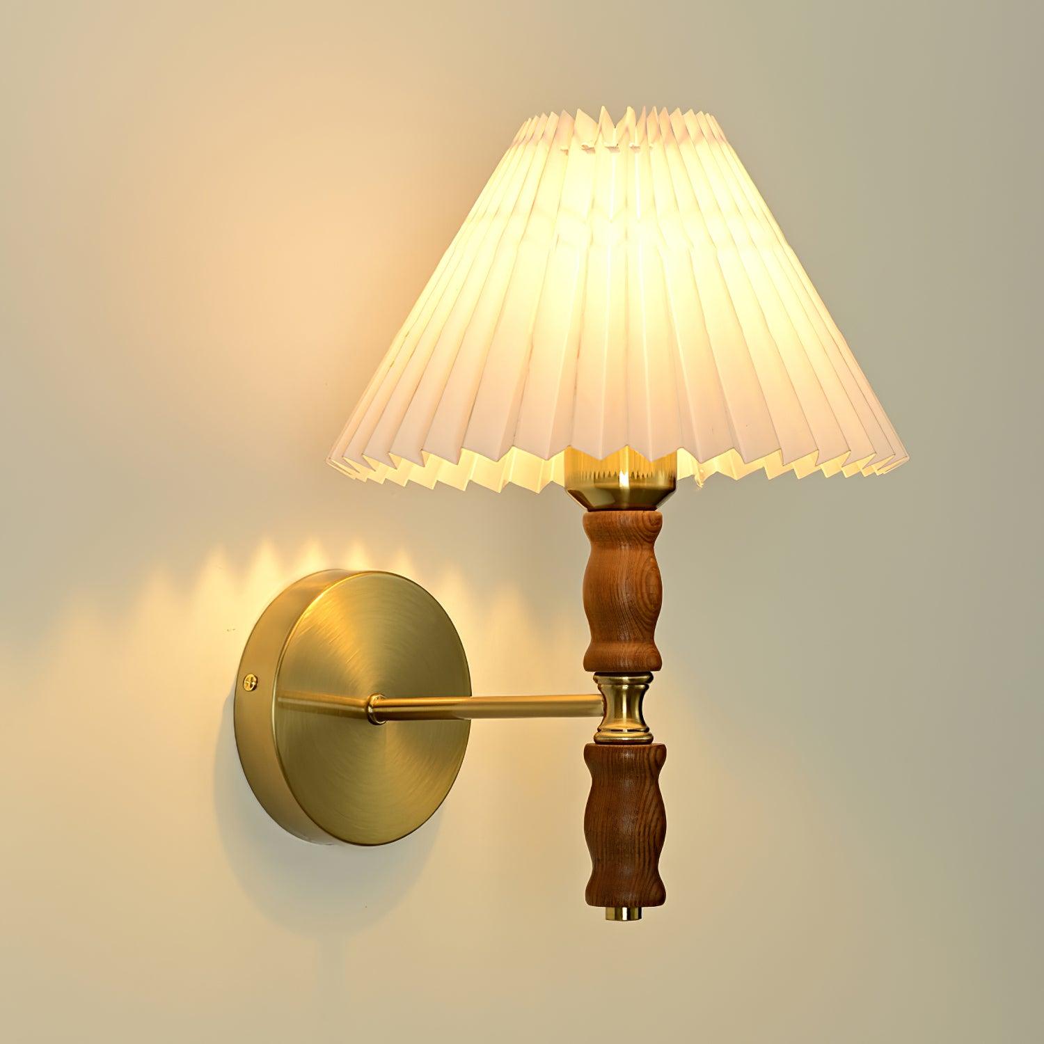 Liroxen Vintage Industrial Pleated Walnut Fabric Wall Light-Neutral Decor