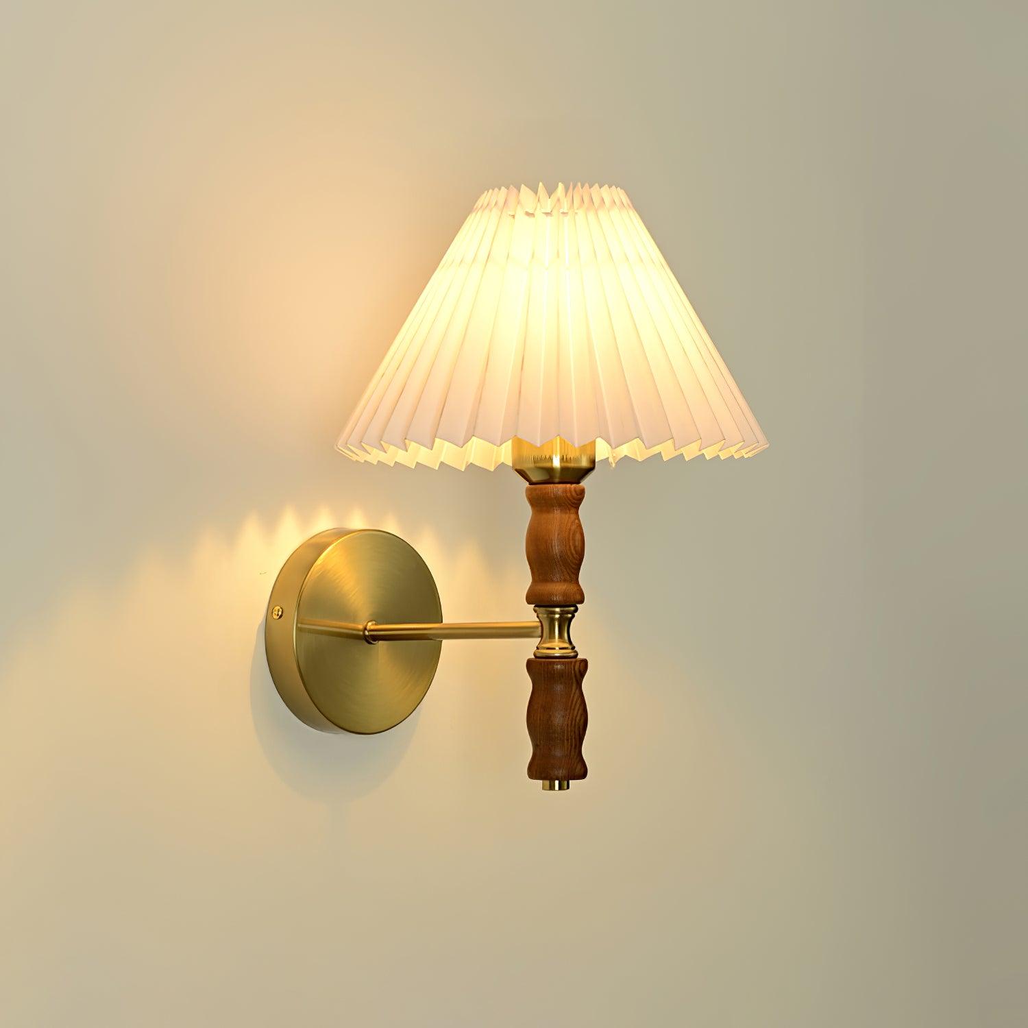 Liroxen Vintage Industrial Pleated Walnut Fabric Wall Light-Neutral Decor